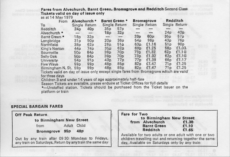 Redditch fares
