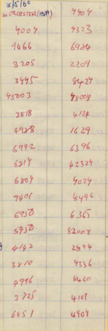 Gerald Wadley note book 8-5-60 - first page